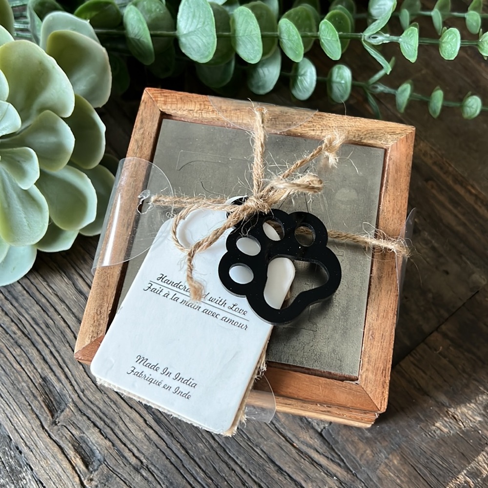 🎁4/$25 - HANDCRAFTED paw print love Coasters